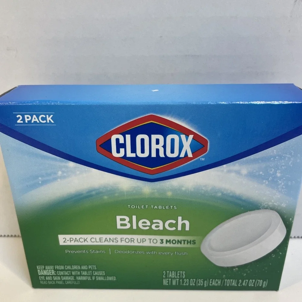 Clorox Bleach Toilet Tablets, 2-Pack, Cleans Up to 3‎ Months, Stain Prevention